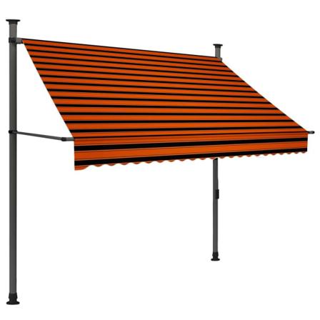 Vidaxl Markis Manuellt Infällbar Med Led 200 Cm Orange Och Brun Multifärg