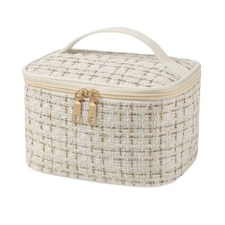 Bærbar kosmetisk veske Stor kapasitet Reiseoppbevaring Veske Toalettvesker for kvinner Hvit