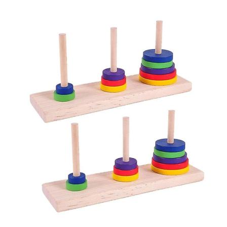 2 kpl Värikkäitä Älypelejä Puzzle-lautapeli Puinen Hanoin Tornipeli Puzzle-lelut Aikuisten Koti DIY-juhliin