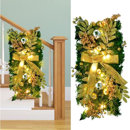 1 stk Girlanderlys Trappedekorasjon Jul LED-dekorasjon gold