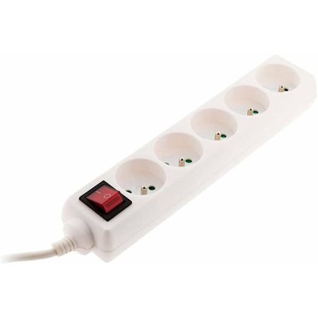 Block med 5 16A 2P+E-uttag med vit strömbrytare