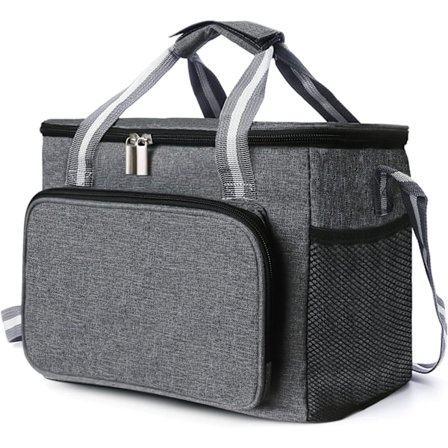 15L Isolert Matpose, Lunsjveske for Jobb, Liten Bærbar Kjølebag for Camping, Strand, Kontor, Skole, Svart