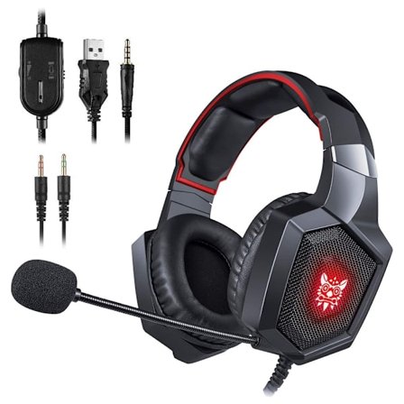 Gaming Headset 3.5mm Stereo Ljud, Ergonomisk Design, Mjuka Minnesöronmuffar, Brusreducerande Mikrofon, Over Ear Gaming Hörlurar för Nya Xbox One/PC/