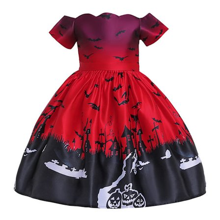 Halloween Tyttöjen Mekko Noita Cosplay Puvut Prinsessa Mekko Oranssi 120cm