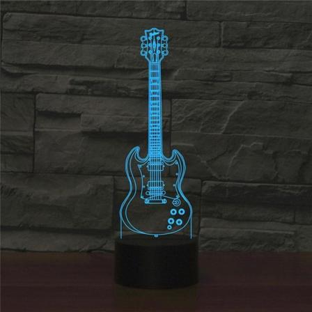 Färgglad fem strängad gitarr form vision 3D LED bordslampa touch fyllning version