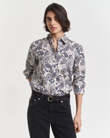 GANT Damen Paisley Bluse aus Baumwoll-Voile (42) Blau