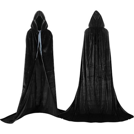 Hætteklædt Kappe Fuld Længde Guld Velvet Hængende Vampyr Kappe Voksen Cape Cosplay Halloween Karneval