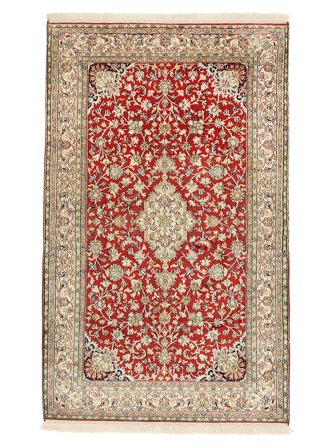 Tappeto Orientale Kashmir Puri Di Seta 96X155 Marrone/Rosso Scuro (Seta, India)