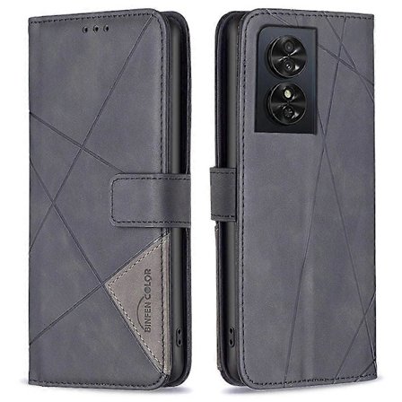 Lommebok-deksel i lær til TCL 50 SE med geometrisk preging