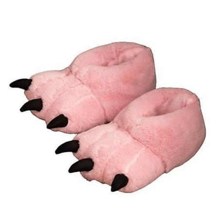 Tegneserie bjørnepote pote hjem innendørs søte dyreplysj tøfler pink