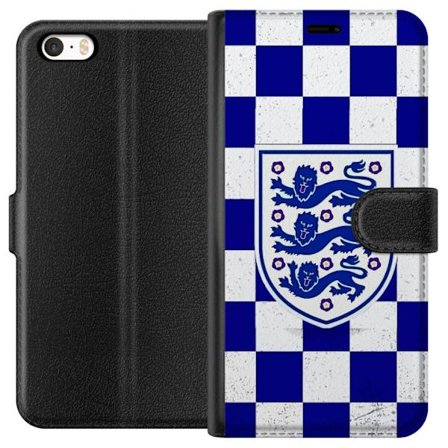 Yhteensopiva Lompakkokotelo Apple Apple iPhone 5 Graafinen shakkiruudukkokuviointi sinisellä ja valkoisella, klassisella heraldisella vaakunalla, ret