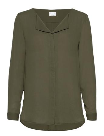 Vilucy L/S Shirt Bluse Langermet Grønn Vila