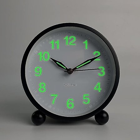 Stille Vækkeur - Analog Vækkeur Uden Tikkende Lyd Med Varmt Lys - Minimalistisk Rund