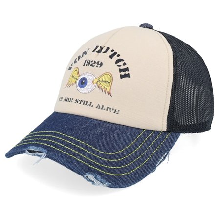 Von Dutch - Beige trucker Czapka Z Daszkiem - Screen Print Black/Beige/Navy A-Frame Trucker @ Hatstore