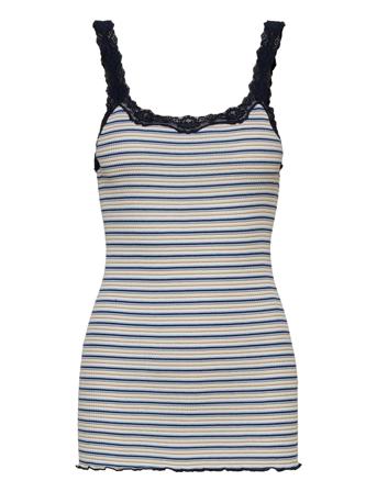 Silk Top W/ Lace T-shirts & Tops Sleeveless Blå Rosemunde*Betinget Tilbud