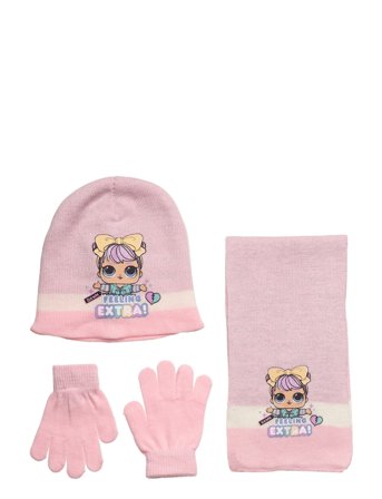 Bonnet & Scarf & Gloves Pink L.O.L