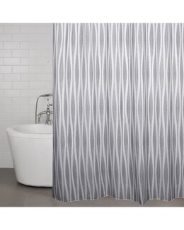 Suihkuverho Wave + 12 ripustusrengasta Harmaa