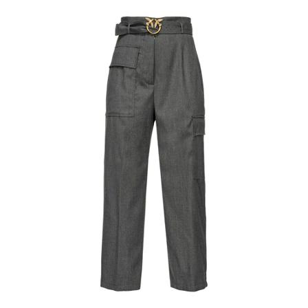 Pinko, Cropped Trousers Grijs, Dames, Maat:S