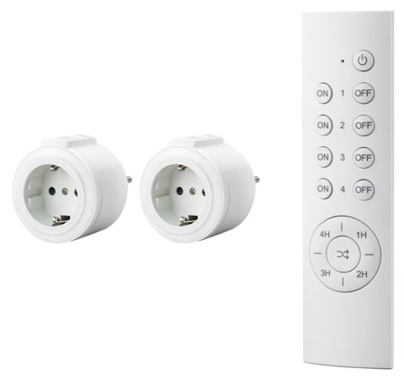 Gelia 4055407411 Fjärrströmbrytarset med fjärrkontroll, 2 x mottagare, Strömbrytare & vägguttag