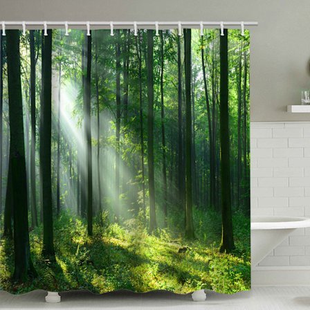 Yksi sarja (yksi metri auringonpaistetta) 12 koukun suihkuverholla 3D digitaalinen maisemapainatus Vedenpitävä