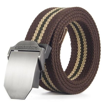 Uformell samling lerretsbelter Belte menn Uformell crossbody bukser, kaffestriper