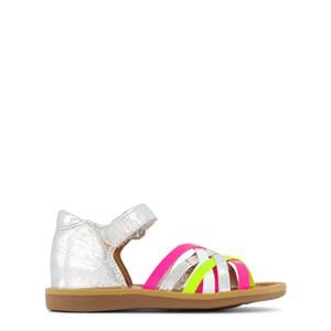 Pom D'api Argent/Fluo Poppy Lux Sandals 23 EU - Sandals - 23 EU - Silver - Mädchen