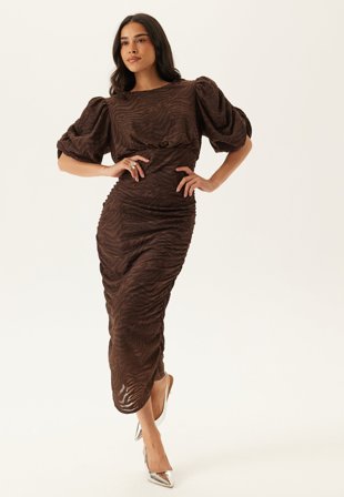 Bubbleroom Occasion - Ruched Puff Sleeve Dress - XS