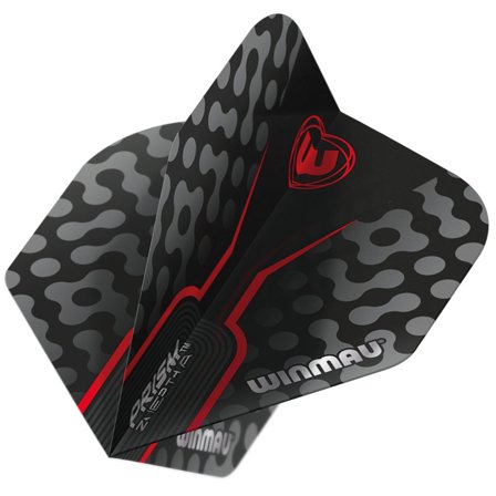 Winmau Standard Flights Dart Flights 100 micron, Black, Grey & Red, Prism Zeta, 3 Sets, 9 Flights, Translucent Design, Extra Thick