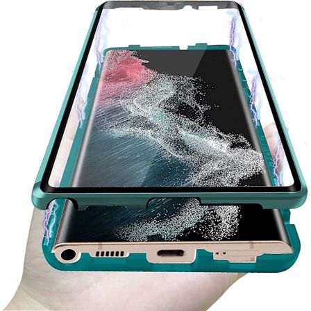 Case för Samsung S22 Ultra, dubbelsidigt phone case i härdat glas med skärmskydd