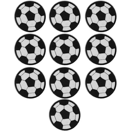 10 stk. fodboldbroderede mærker, fodboldmærker, stryges på, sy fodbold sports stryges på, sy på stof til sokker, hængende tasker, kunsthåndværk, 