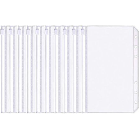 20 stk. løsbladpermposer, A6-størrelse, 6-hull, gjennomskinnelige permer med glidelås, vanntette løsbladposer, EVA-plast dokumentposer.