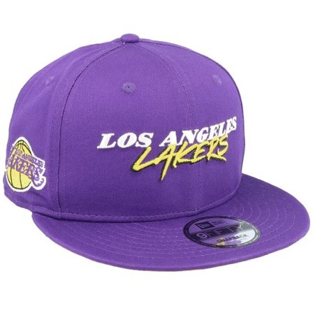 New Era - NBA Lila snapback Keps - Los Angeles Lakers Script Team 9FIFTY Purple Snapback @ Hatstore