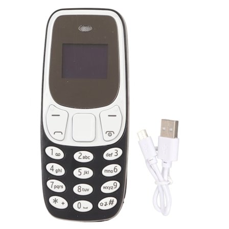 Verdens minste telefon Håndfri Bluetooth-oppringer Dual SIM-kort Ulåst GSM 2 i 1 Mini mobiltelefon Svart