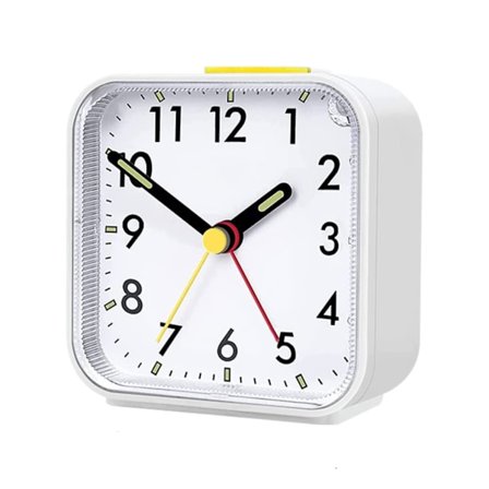 Analogt vækkeur uden tikken med lys og snooze-funktion og topknap, høj alarm, lydløst vækkeur, batteridrevet