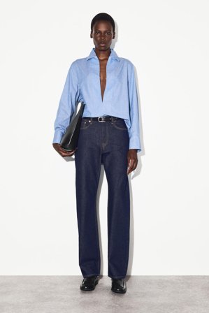 COS Women's Camicia Lunga In Cotone in Blu