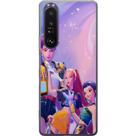 Yhteensopiva Puhelinkuori Sony Xperia 1 III Tulevaisuuden popdivat neonväreissä, joilla on taianomaisia yksityiskohtia unenomaisen galaksitaustan ed