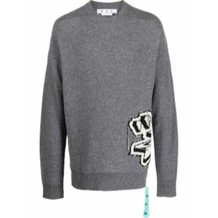 Off White, Round-neck Knitwear Grijs, Heren, Maat:S