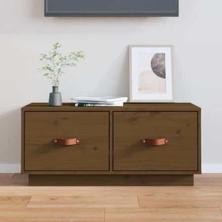 Vidaxl Tv-bänk Honungsbrun 80x34x35 Cm Massiv Furu Brun