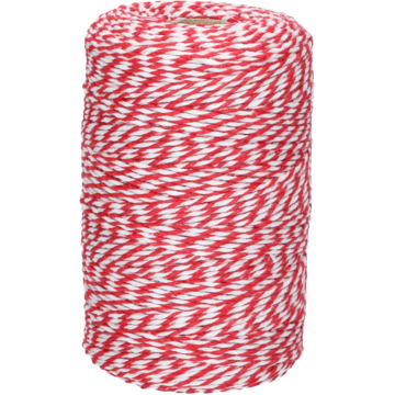 BOMULLSGARN RØD/HVIT 100M