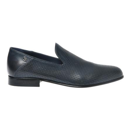 Baldinini Navy blue perforated nappa leather slipper , Blauw , Heren , Maat: 40 EU