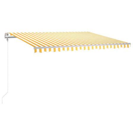 Vidaxl Automatisk Markis Med Vindsensor & Led 400x350 Cm Gul/vit Gul