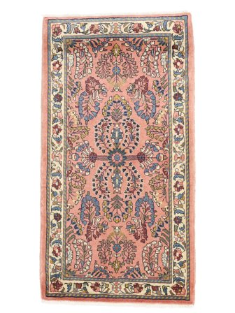 Hand Knotted Sarouk Rug 69X128 Wool Brown/Red Small