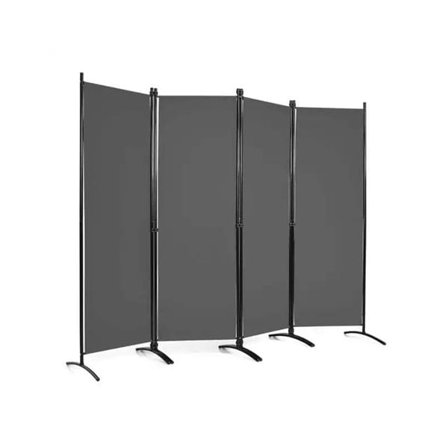 Foldeskærm 4 paneler, højde 173 cm – Grå
