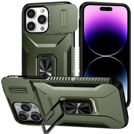 iPhone 14 Pro Max Case Kickstand Camera Protector – Green