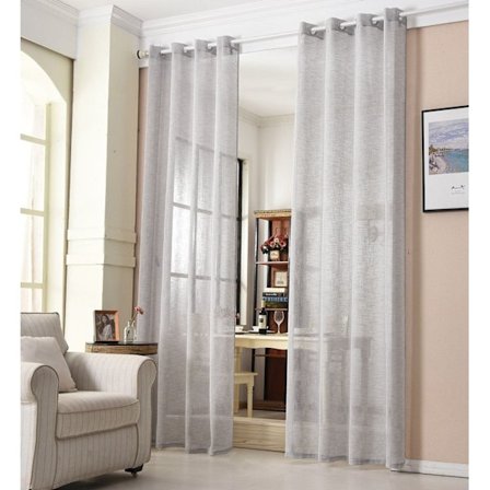Rootz Transparent Linne-Look Gardin - Draperi - Fönsterbeläggning - Skir - Fönsterbehandling - Panel - Skärm - Ljusgrå - 140x245cm