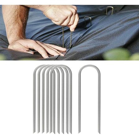 6 kappaleen U-muotoiset maakiilat, raskaat galvanoidut teräsmaakiilat trampoliinille, telttailuun ja puutarhaan KLB