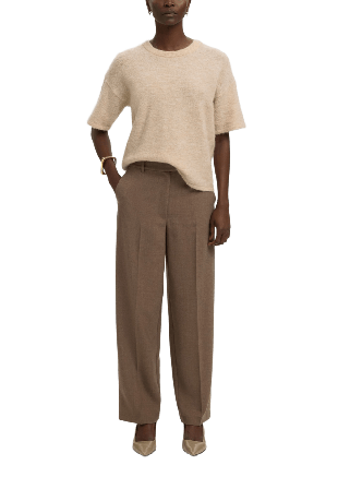 Selected Femme SLFLULU 2/4 KNIT O-NECK Stickat Dam Beige M