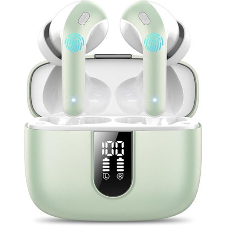 Langattomat nappikuulokkeet, 50 tunnin toistoaika Bluetooth-kuulokkeet, Bluetooth-kuulokkeet 5.3, korvassa 4 ENC-puhelun melunvaimennusmikrofonilla, 