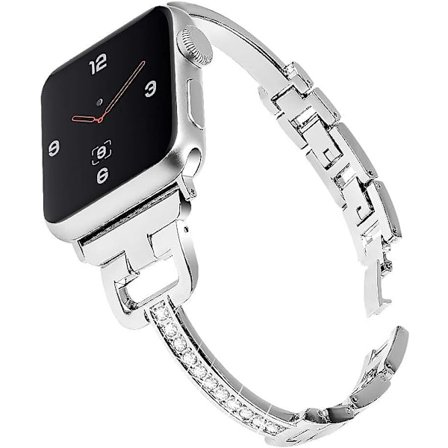 Band kompatibel med Apple Watch 40mm Serie 6/5/4/SE, 38mm Serie 3/2/1, Dam Armband i Strass Metall Armband Silver