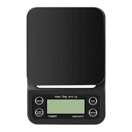 IC Digital kaffevåg med timer, 3 kg / 0,1 g elektrisk smyckesvåg Madvægt med LCD-skærm (batterier medfølger ikke)